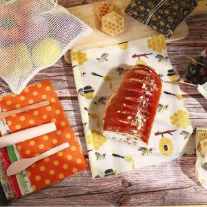 Reusable food grade cotton fabric bread storage beeswax bags