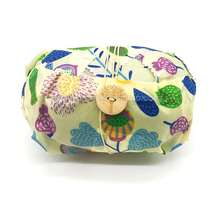 Beeswax wrap large size with button & tie