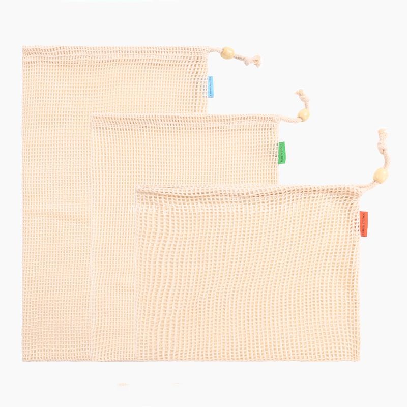 Organic Cotton Fabric Drawstring Cotton Mesh Bag