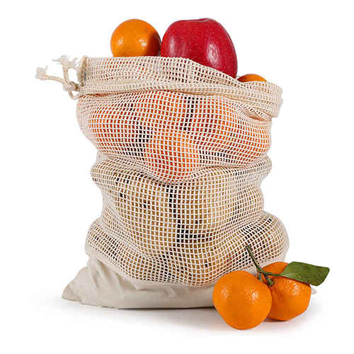 Organic Cotton Fabric Drawstring Cotton Mesh Bag