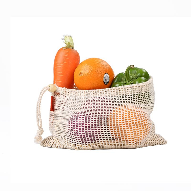 Organic Cotton Fabric Drawstring Cotton Mesh Bag