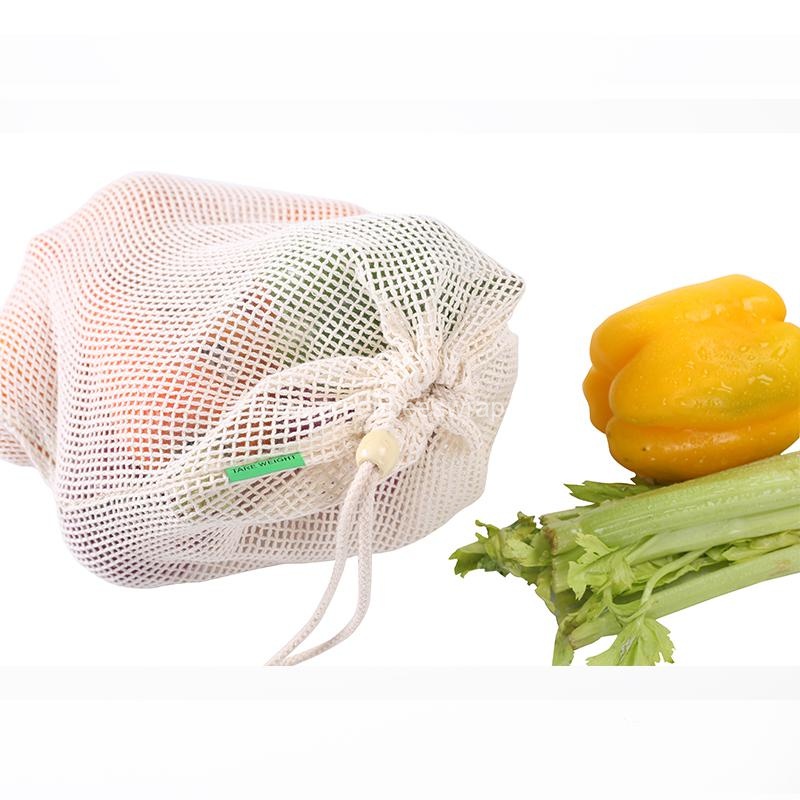 Organic Cotton Fabric Drawstring Cotton Mesh Bag Green Wrap