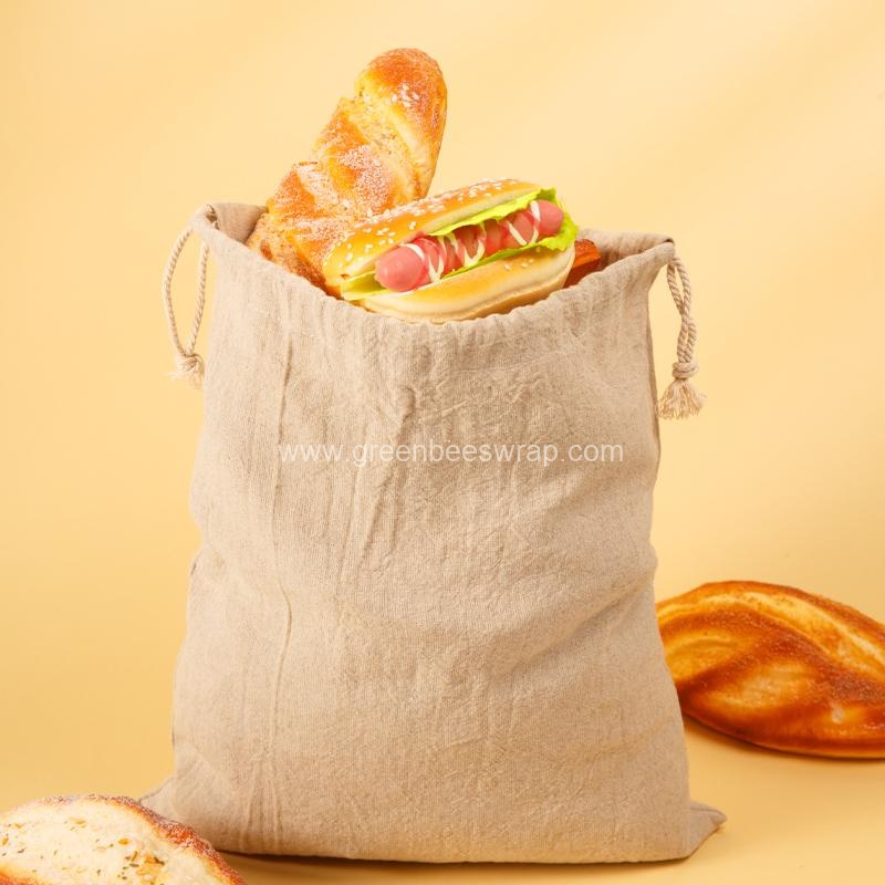 Reusable Linen Drawstring Bread Bag5