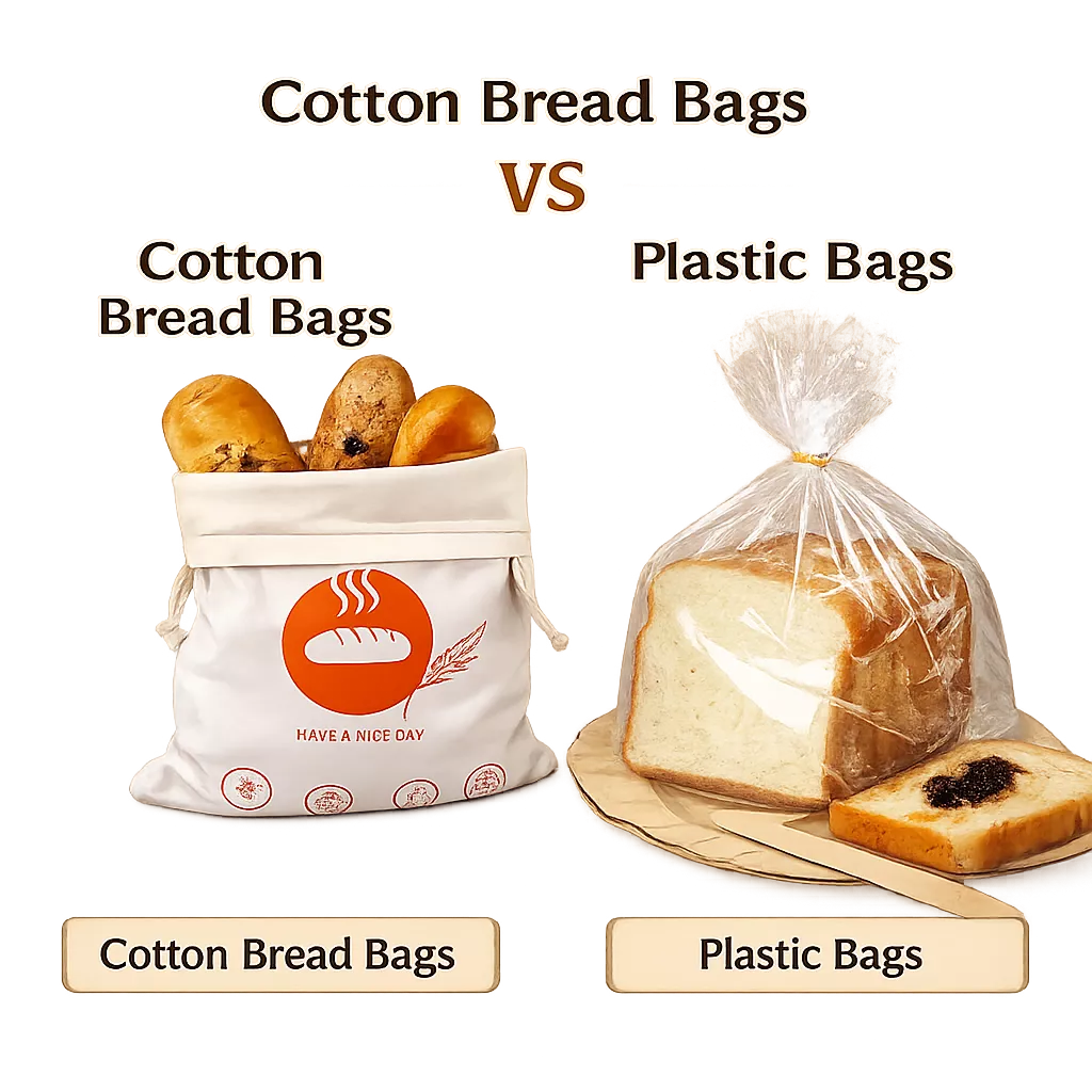 cotton bread bags vs plastic bags
