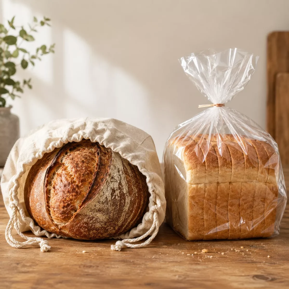 cotton bread bag vs plastic bag which is better for storing bread